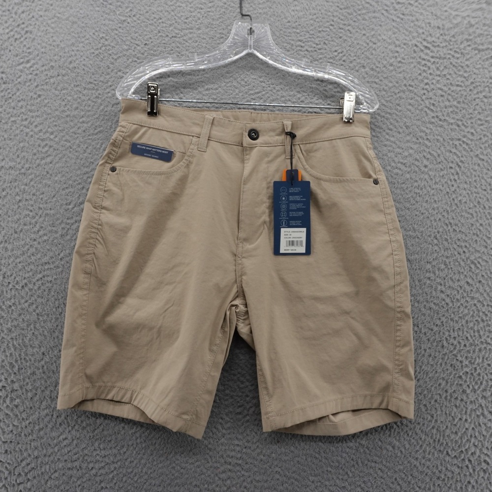 NWT Desert Dunes Performance Chino Shorts 30x8 Brown‎ Mens Flat Front Mid Rise